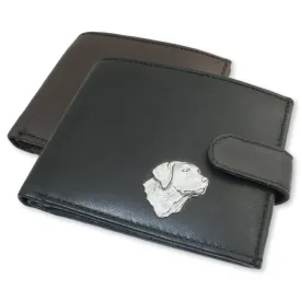 Labrador Head Leather Wallet In Black Or Brown