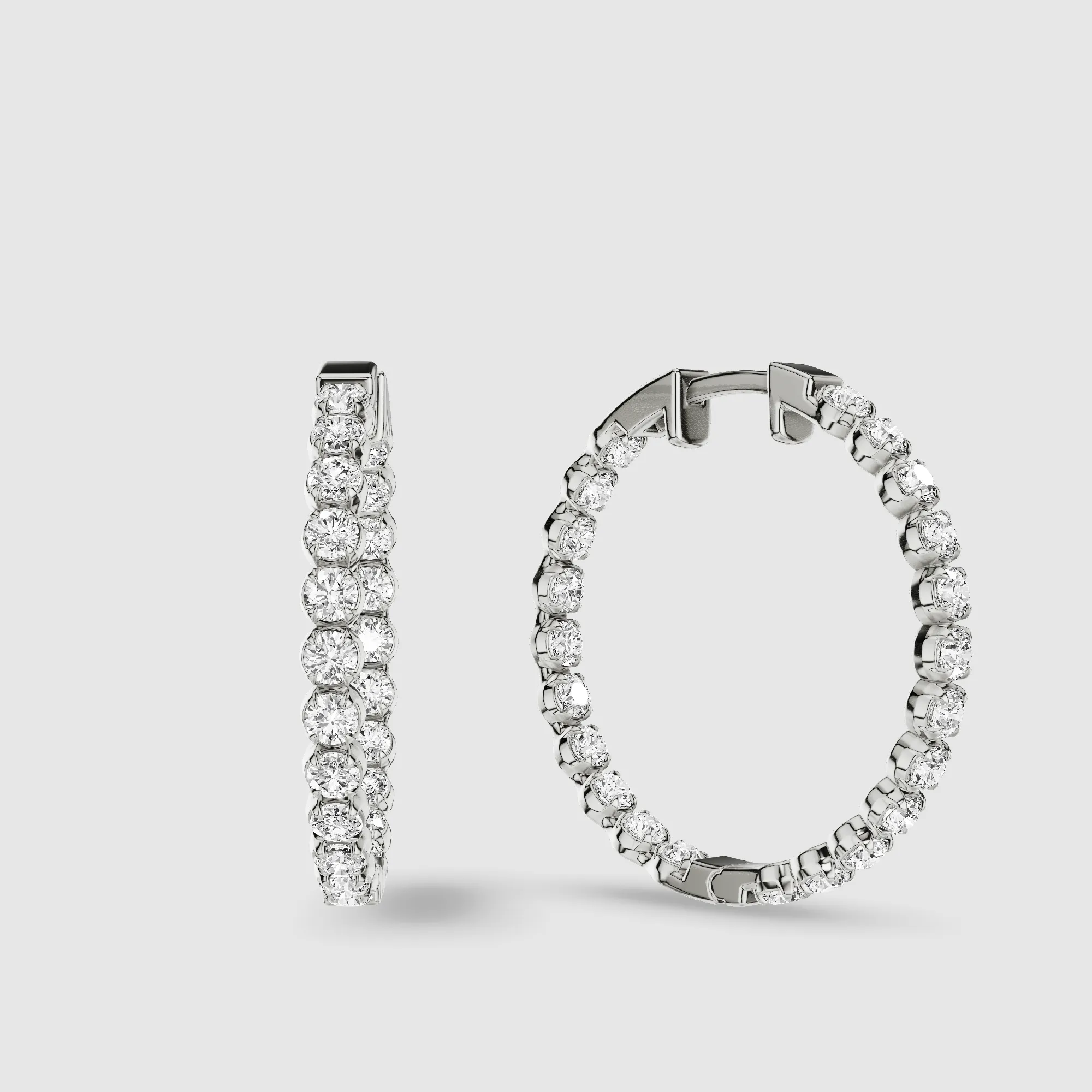 Le Chocolat Round Shaped Front Back Lab Grown Diamond Hoops -Round