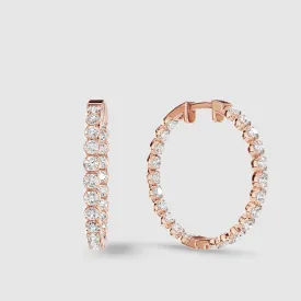 Le Chocolat Round Shaped Front Back Lab Grown Diamond Hoops -Round