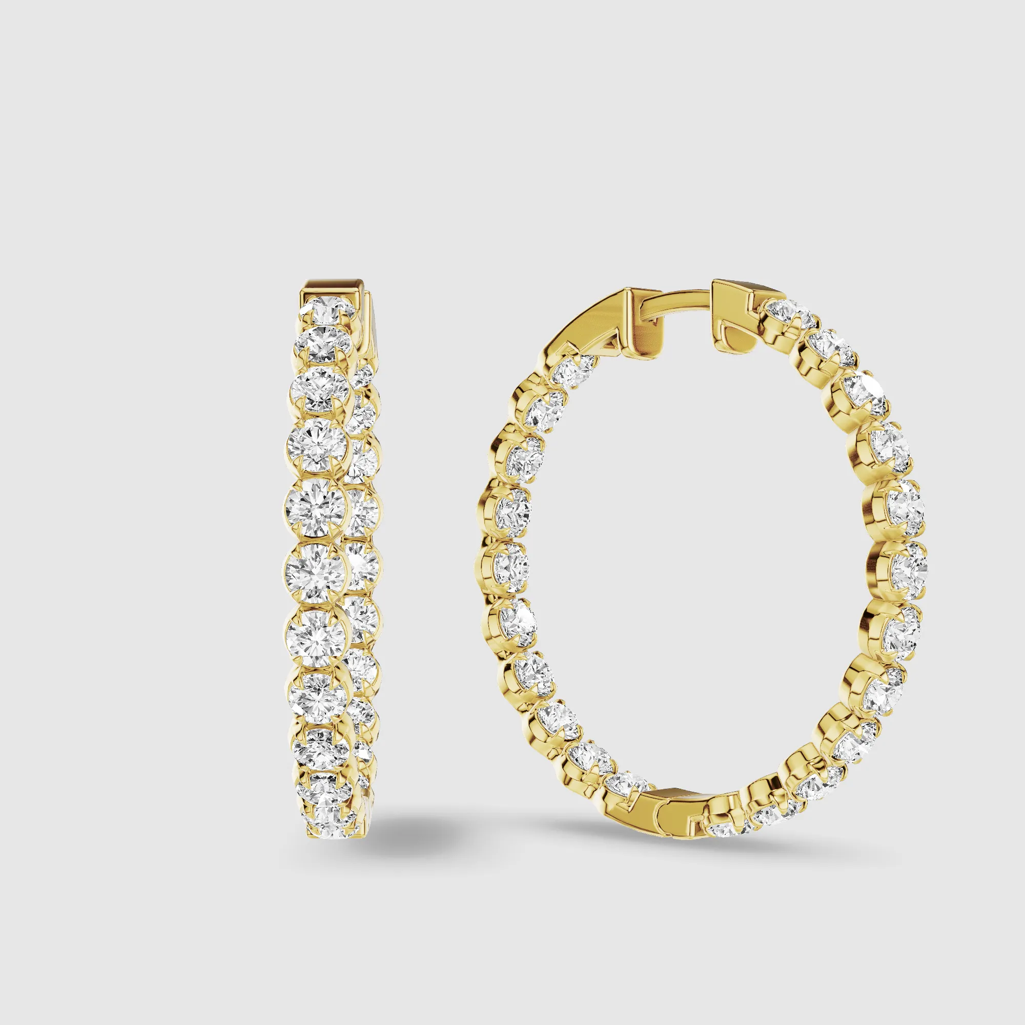 Le Chocolat Round Shaped Front Back Lab Grown Diamond Hoops -Round