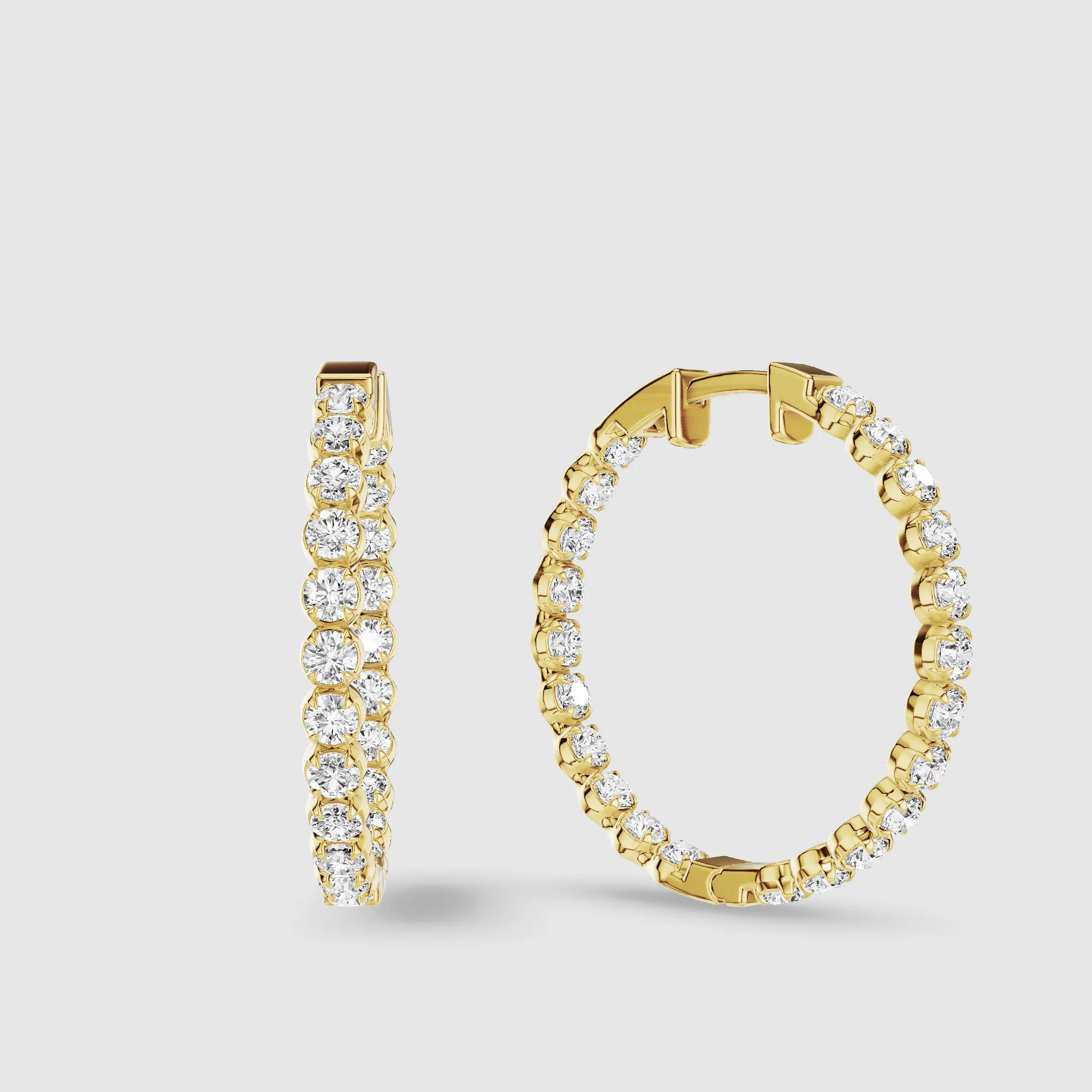 Le Chocolat Round Shaped Front Back Lab Grown Diamond Hoops -Round
