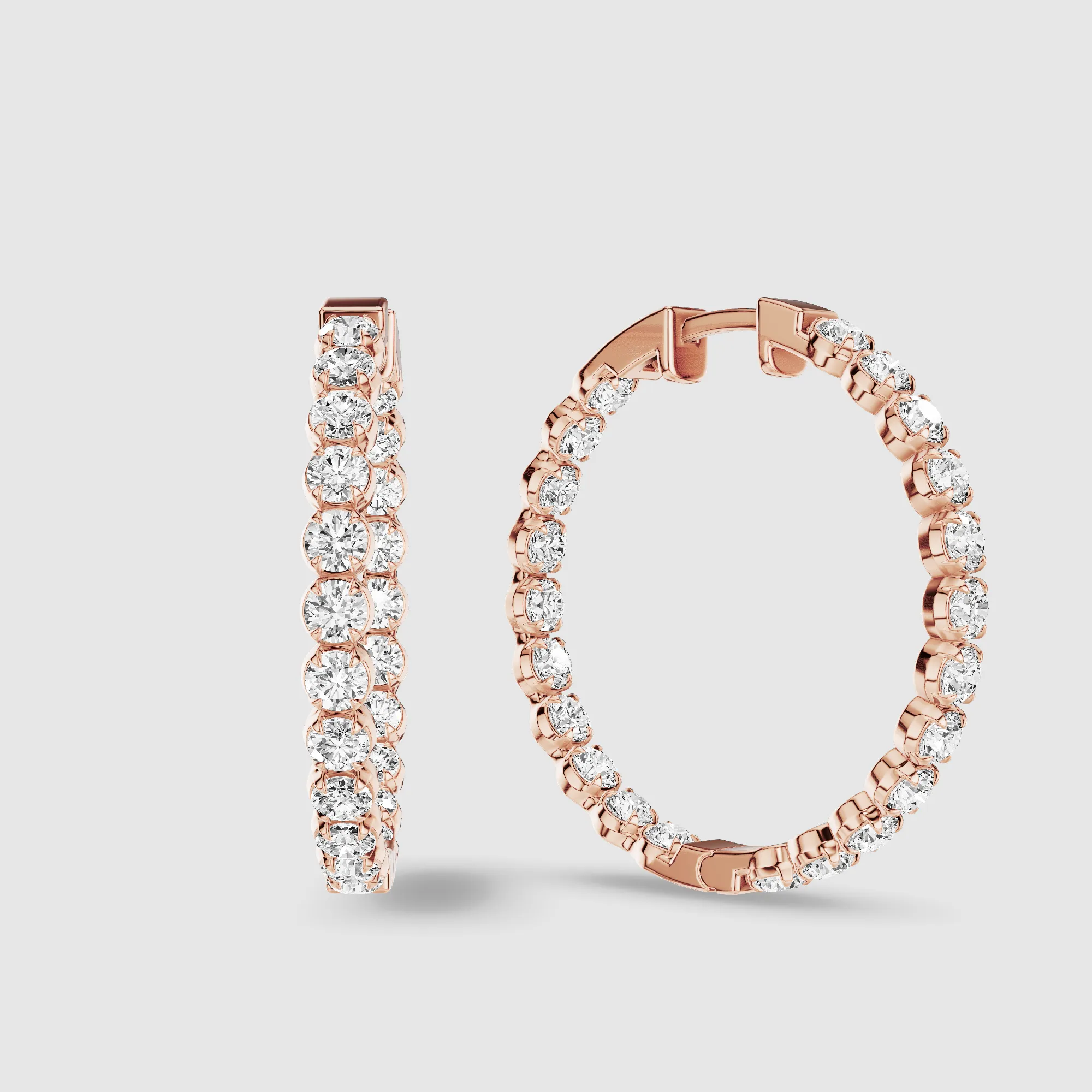 Le Chocolat Round Shaped Front Back Lab Grown Diamond Hoops -Round