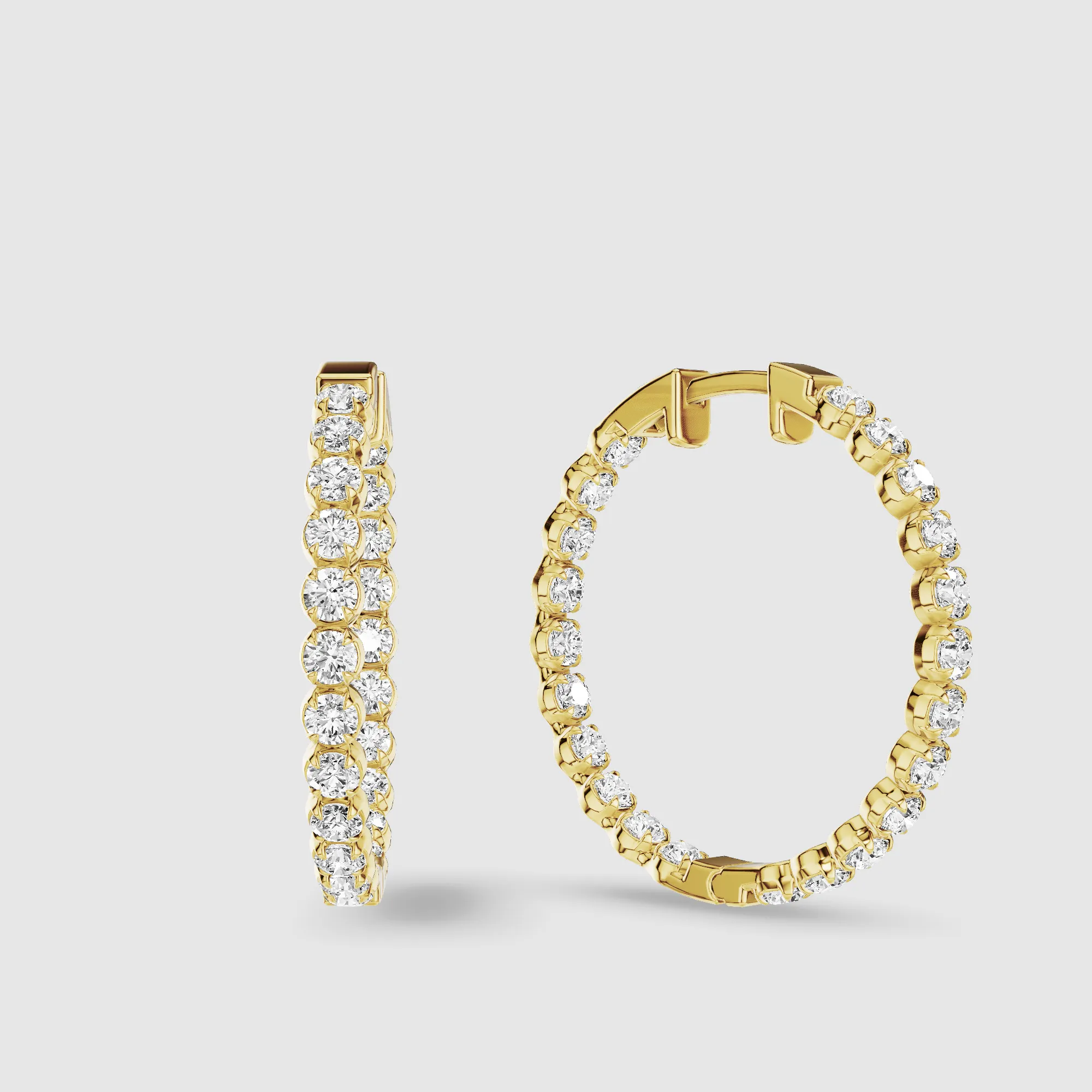 Le Chocolat Round Shaped Front Back Lab Grown Diamond Hoops -Round