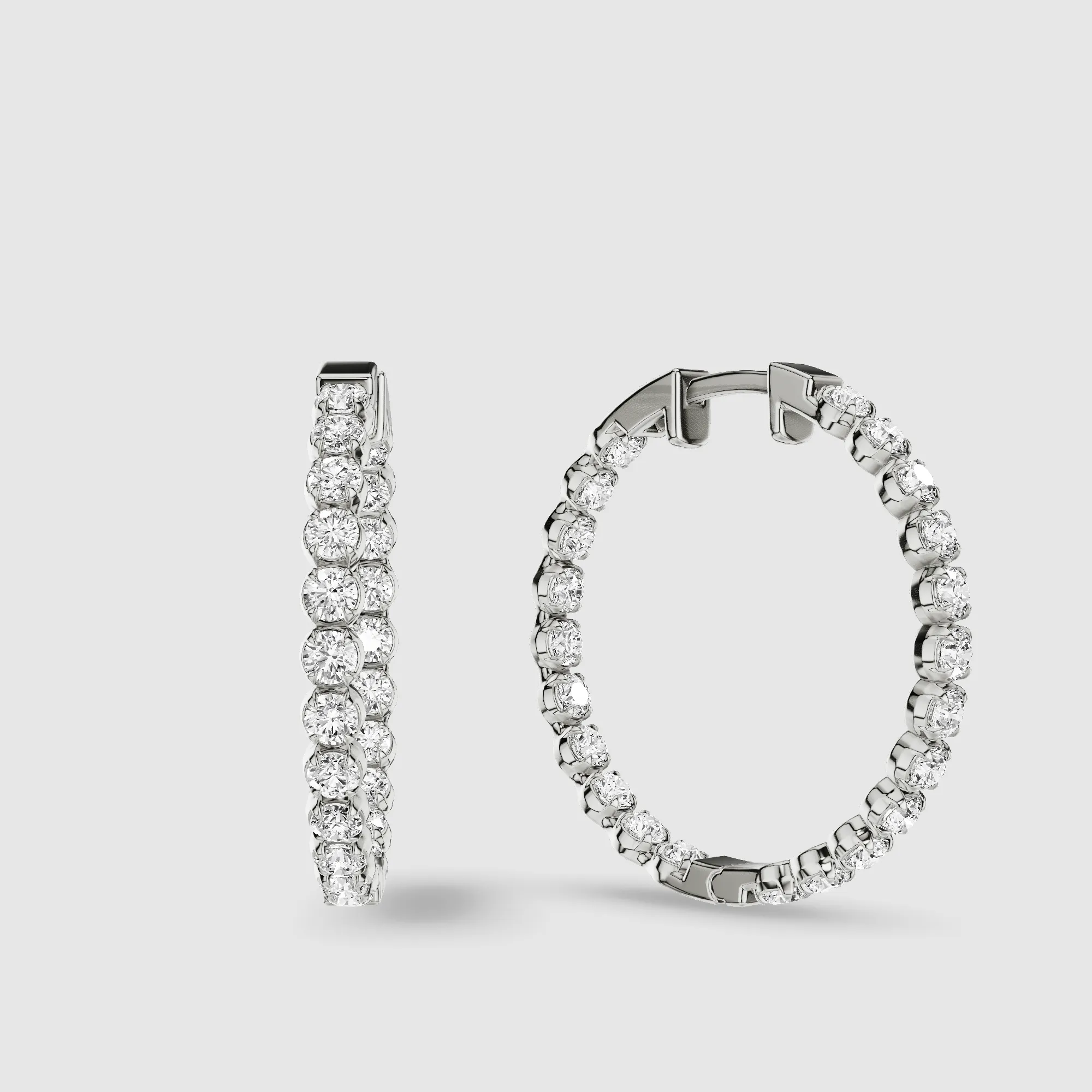 Le Chocolat Round Shaped Front Back Lab Grown Diamond Hoops -Round