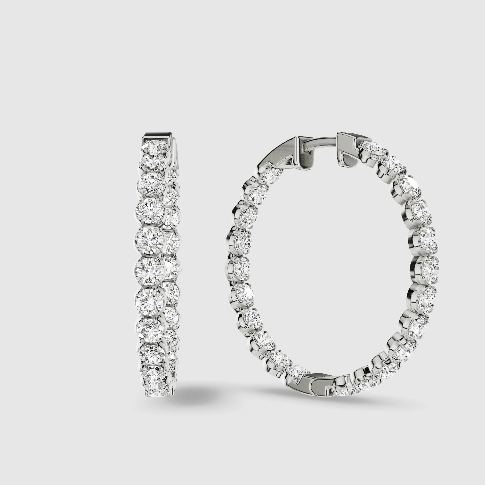 Le Chocolat Round Shaped Front Back Lab Grown Diamond Hoops -Round
