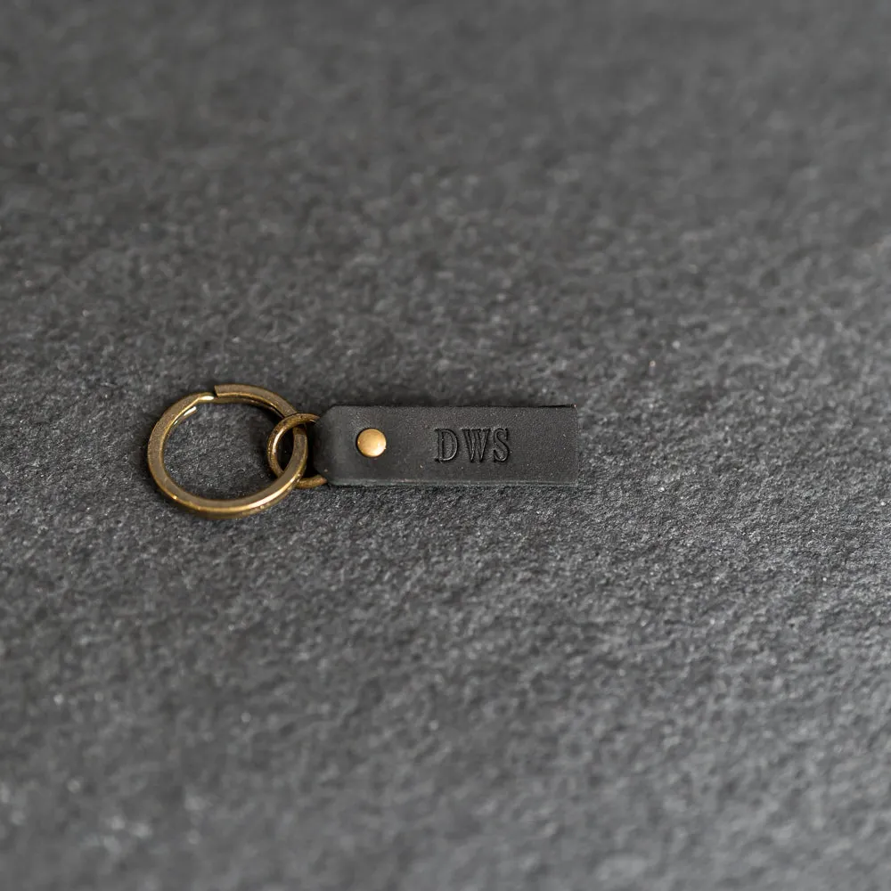 Leather Tab Keychain | Personalized Premium Leather Keychain  |  Leather Gift Handmade in the USA