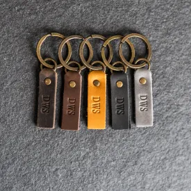 Leather Tab Keychain | Personalized Premium Leather Keychain  |  Leather Gift Handmade in the USA
