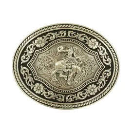 M&F Western 37709 Men Nocona Belts Buckle with Oval Saddle Bronc, Antique Silver