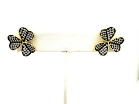 Matte Gold CZ Flower Earrings