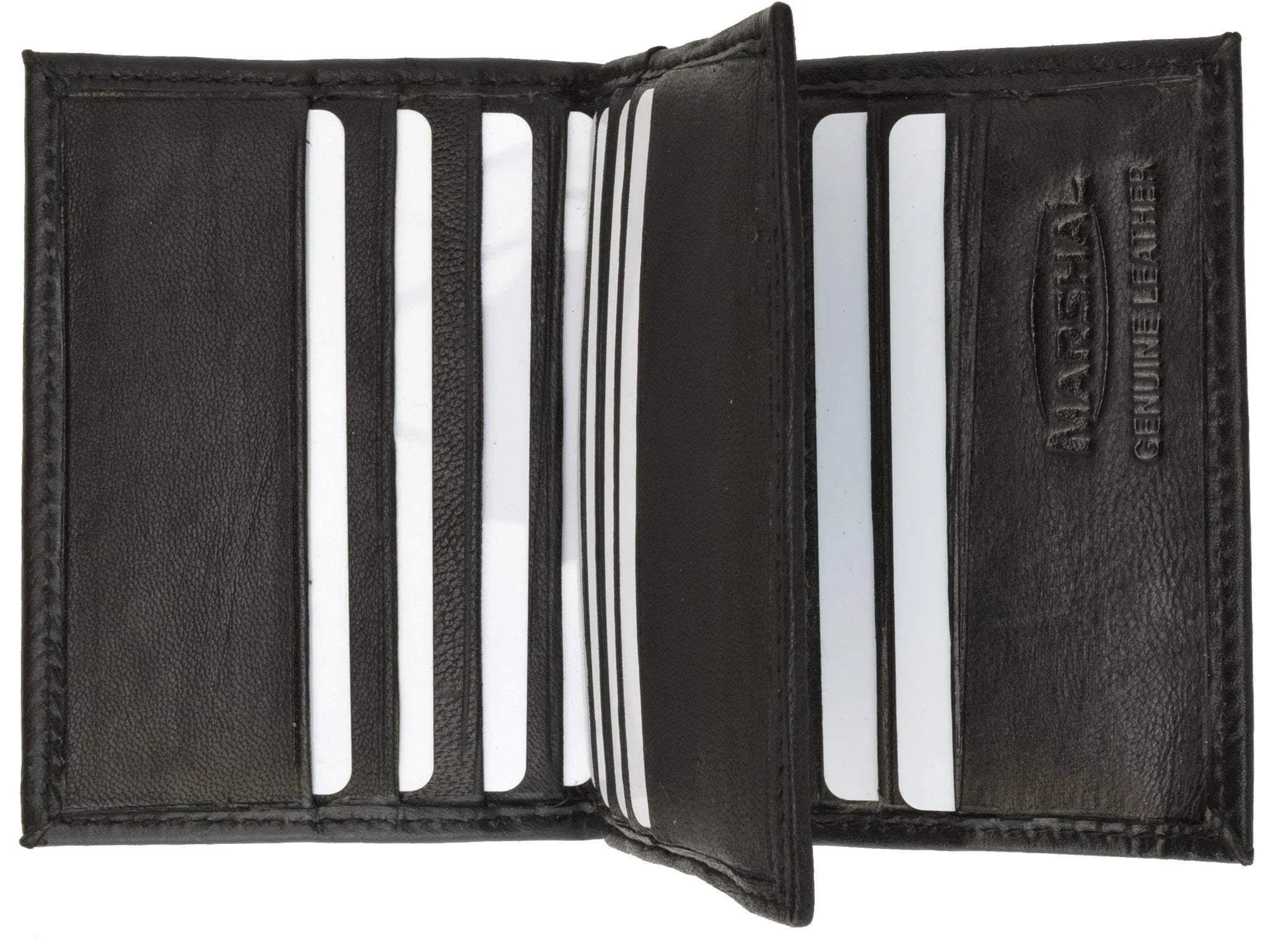 Mens Lambskin Leather Small Center Flap Credit Card Holder 74 (C)