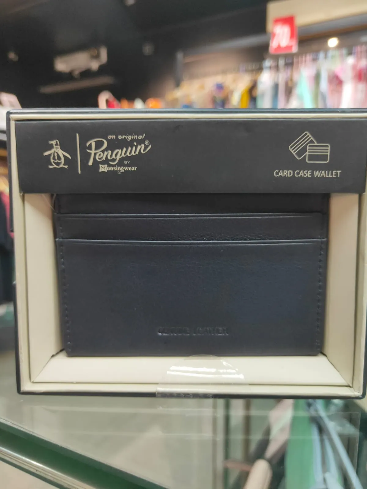 Original Penguin Men's Ombre Card Case in Navy Blue
