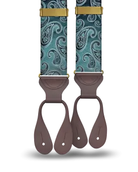Orloff Teal Silk Paisley Suspenders