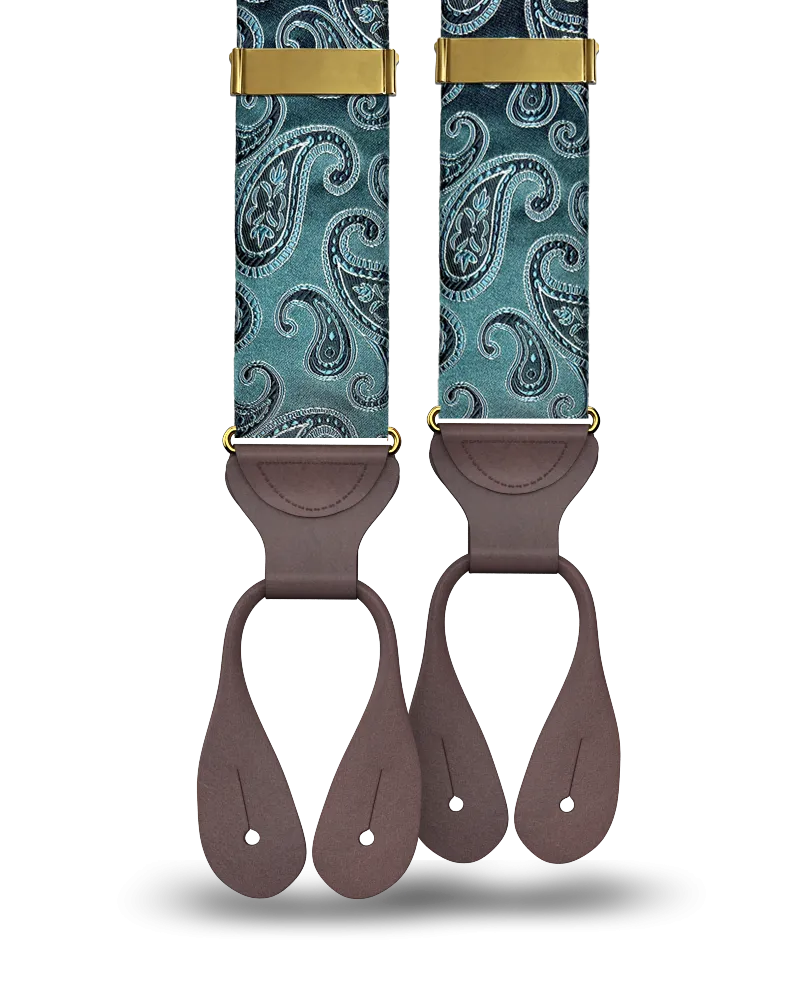 Orloff Teal Silk Paisley Suspenders