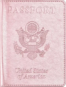 Passport and Vaccine Card Holder Combo, Passport Cover with Vaccine Card Slot, Wallet, Passport Case Holder for Women and MenAE-Rose gold