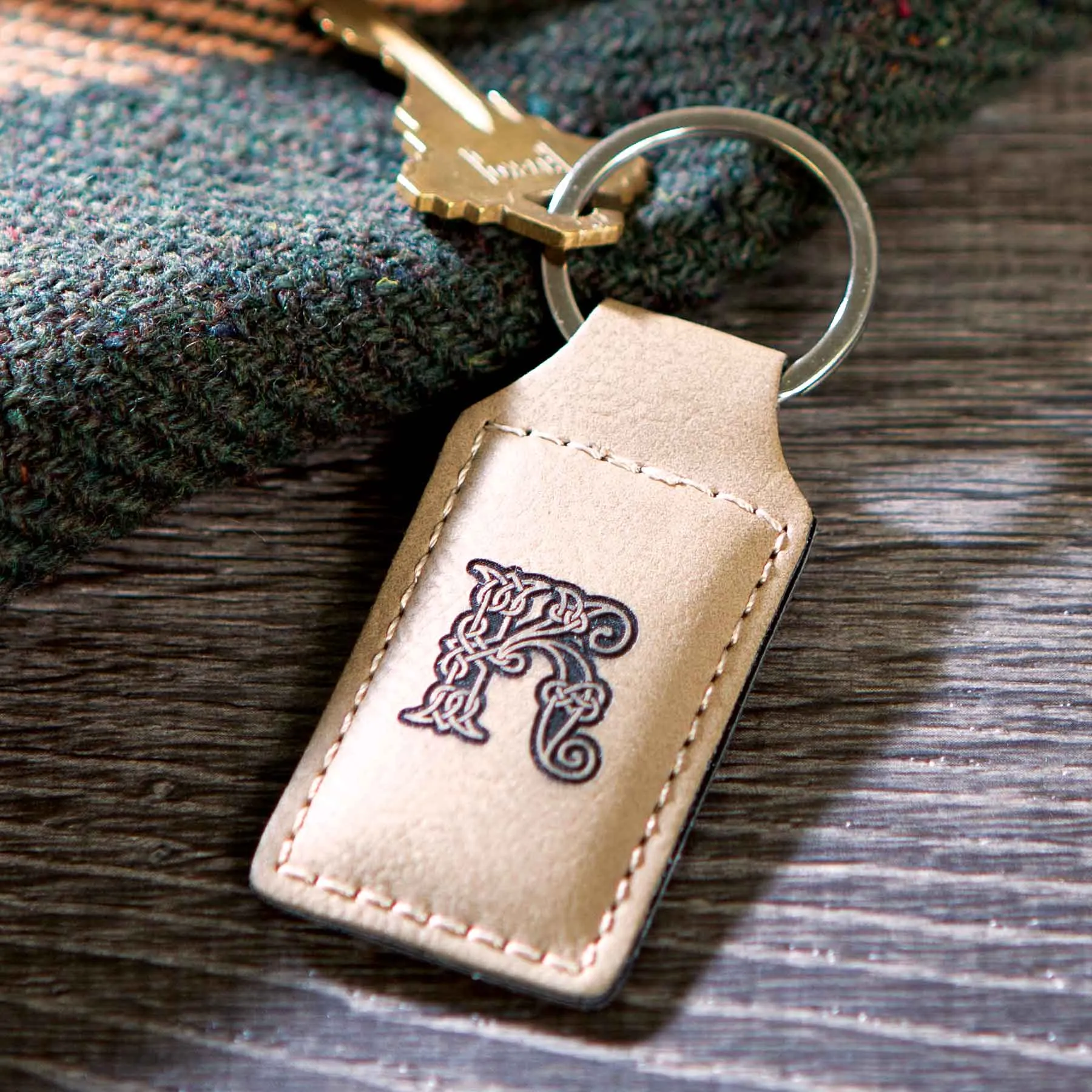 Personalized Celtic Leather Keychain