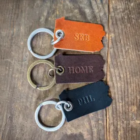 Personalized Leather Pennsylvania State Outline Keychain