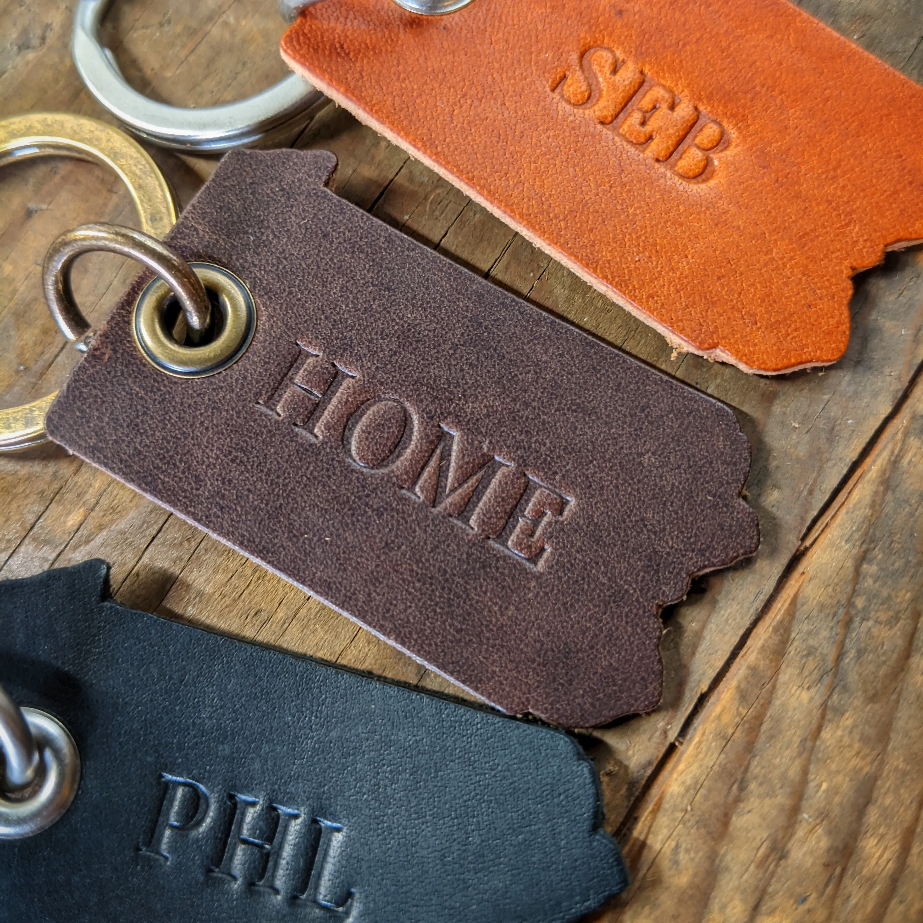 Personalized Leather Pennsylvania State Outline Keychain