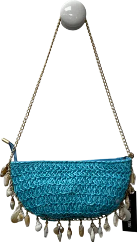 PrettyLittleThing Blue Turquoise Curved Shell Charm Shoulder Bag