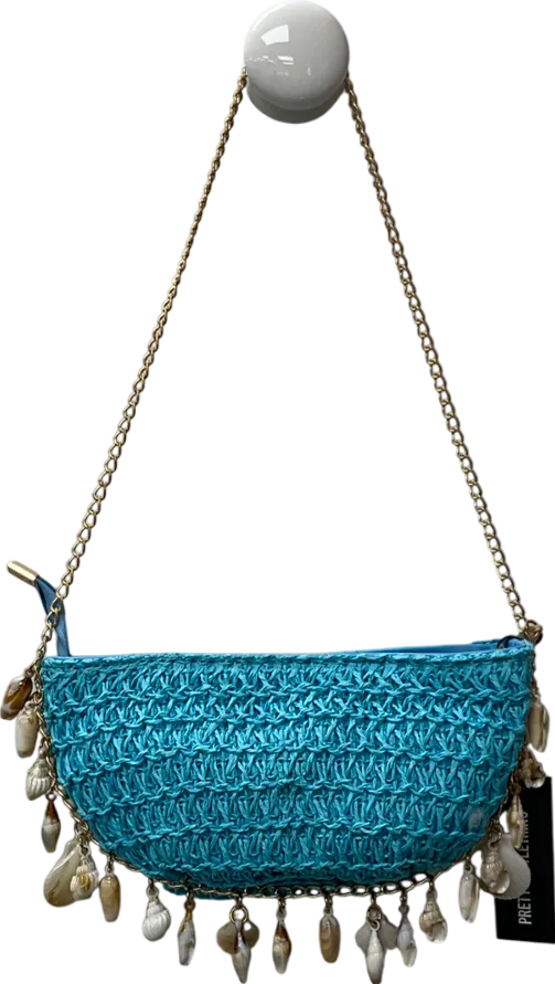 PrettyLittleThing Blue Turquoise Curved Shell Charm Shoulder Bag