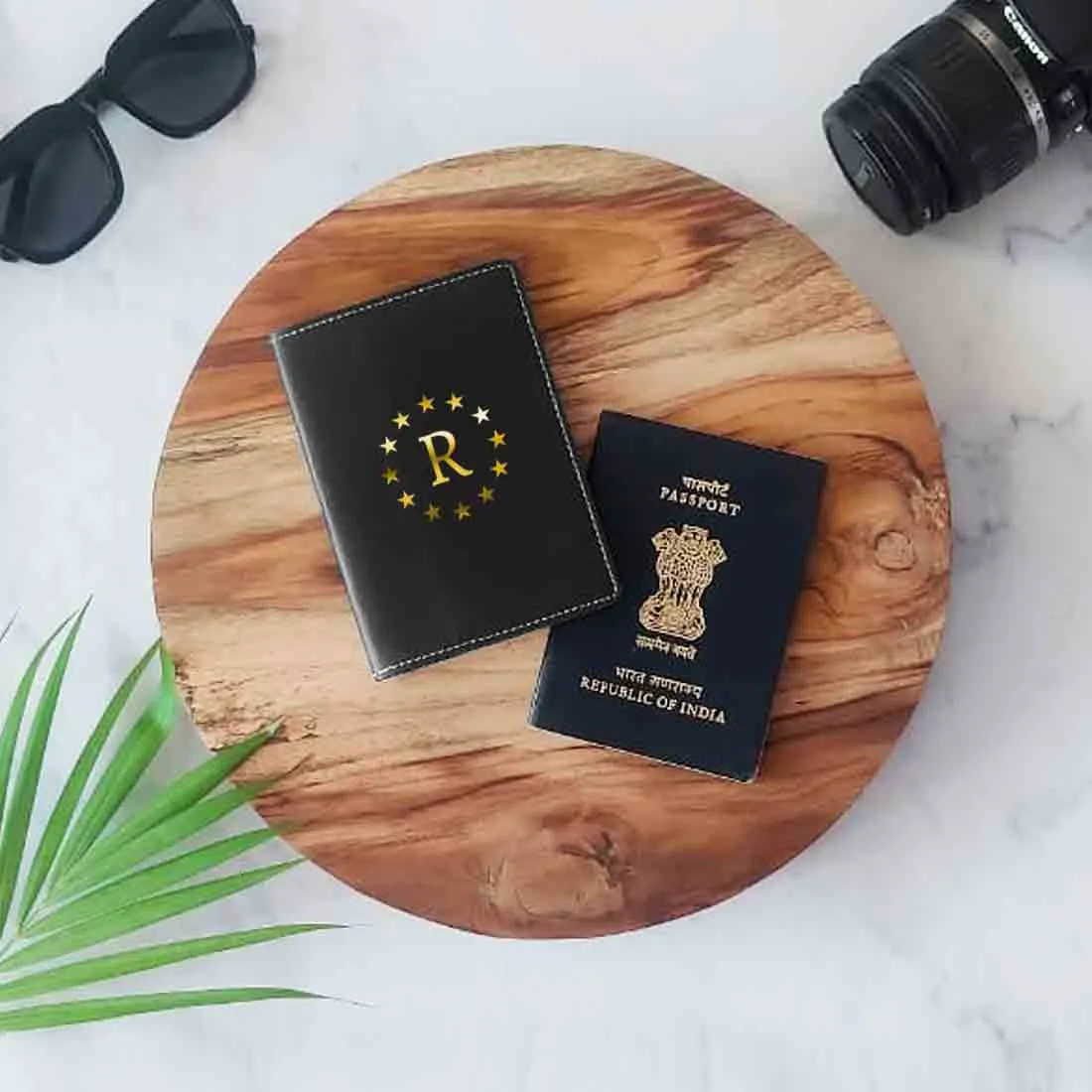 PU Leather Customized Travel Wallet Passport Holder for Men - Star