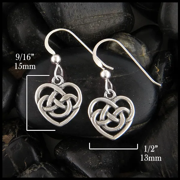 Robins Heart Earrings in Silver