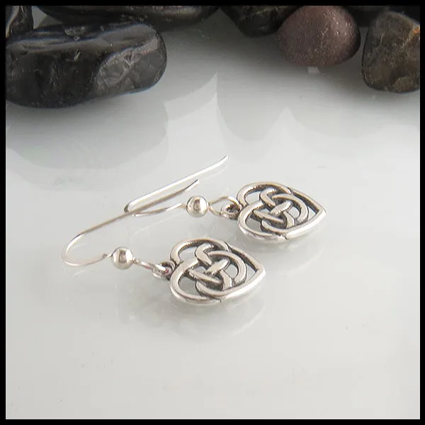 Robins Heart Earrings in Silver