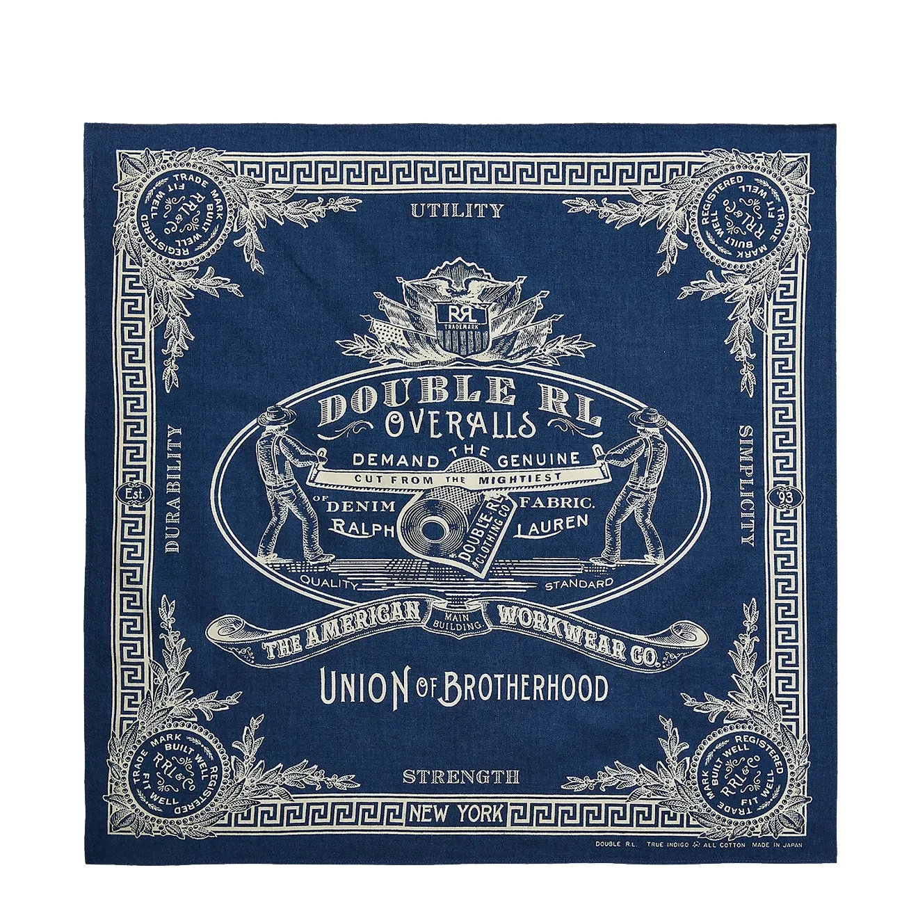 RRL by Ralph Lauren Logo Cotton Bandana Indigo / Cream