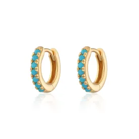 Scream Pretty Huggie Earrings with Turquoise Stones