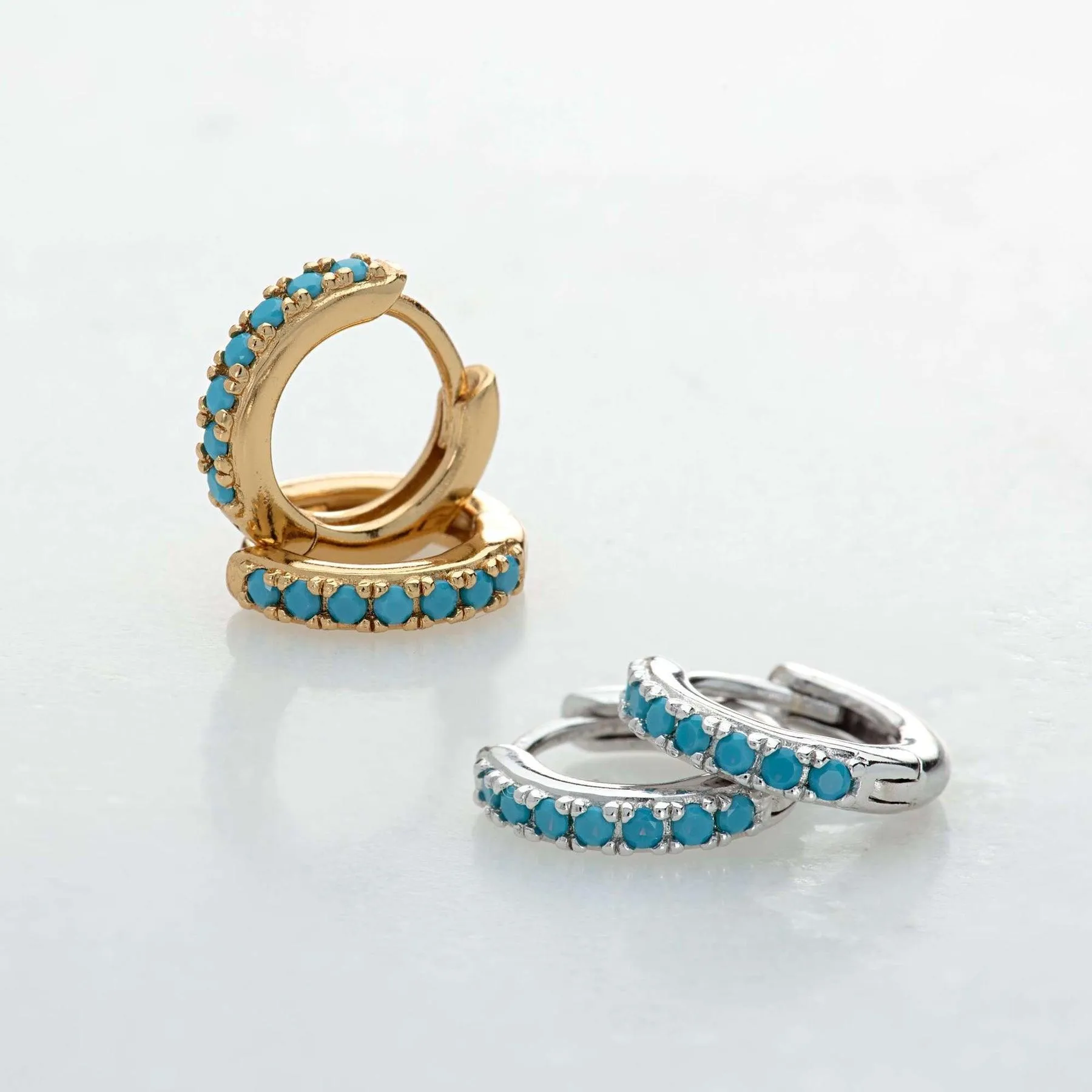 Scream Pretty Huggie Earrings with Turquoise Stones