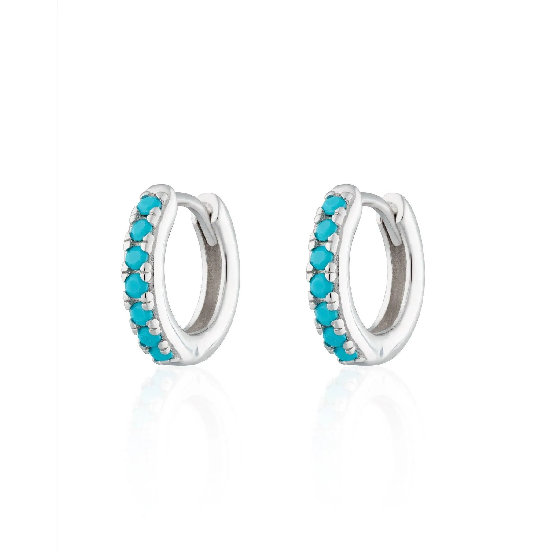 Scream Pretty Huggie Earrings with Turquoise Stones