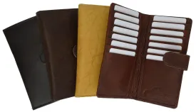 Slim Checkbook Cover Credit Card Slots Secure by Button Closure Genuine Leather 1507 CF (C)