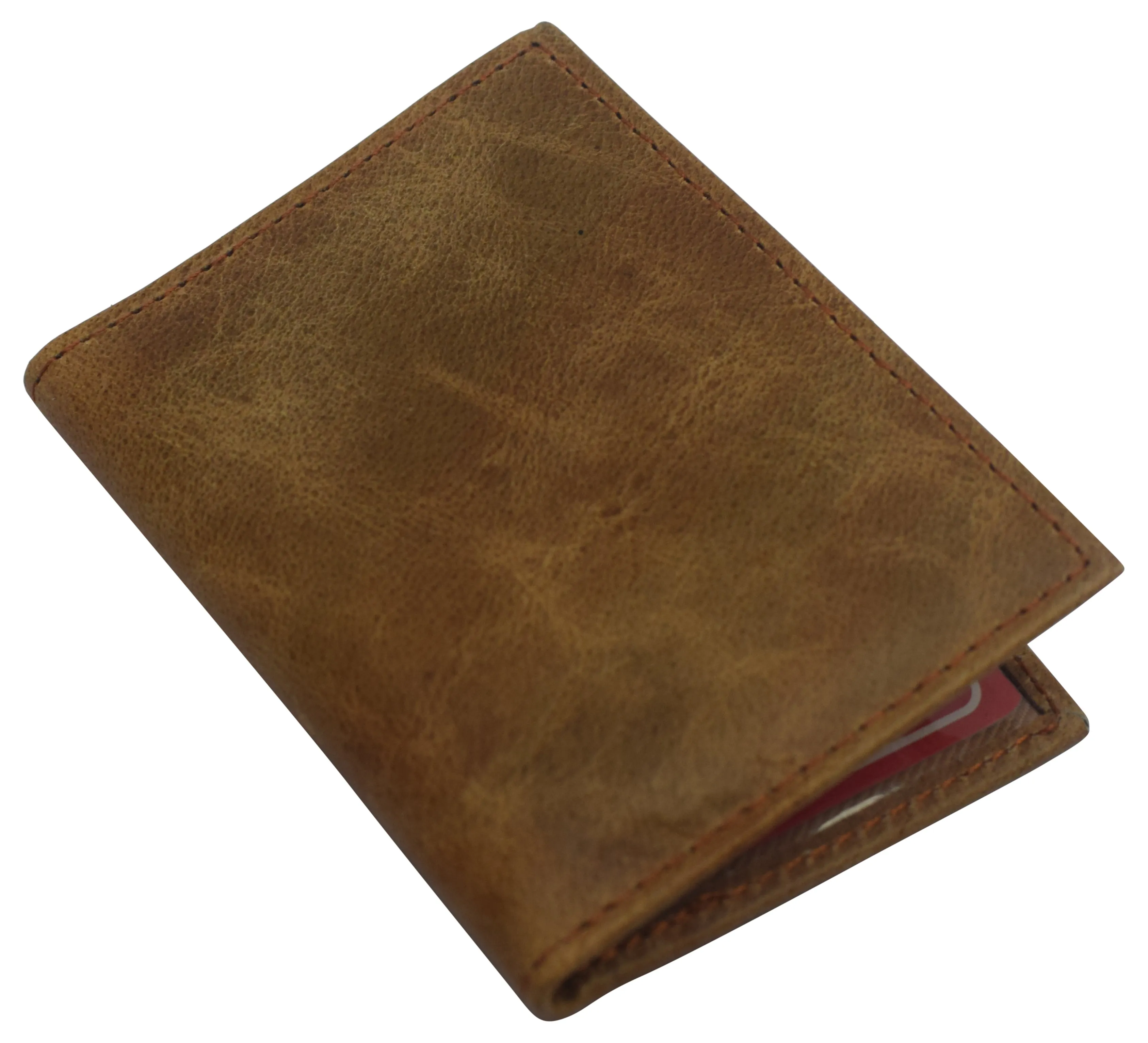Slim Thin Genuine Leather 2 ID Window Mini Wallet Holder Bifold Driver's License Safe