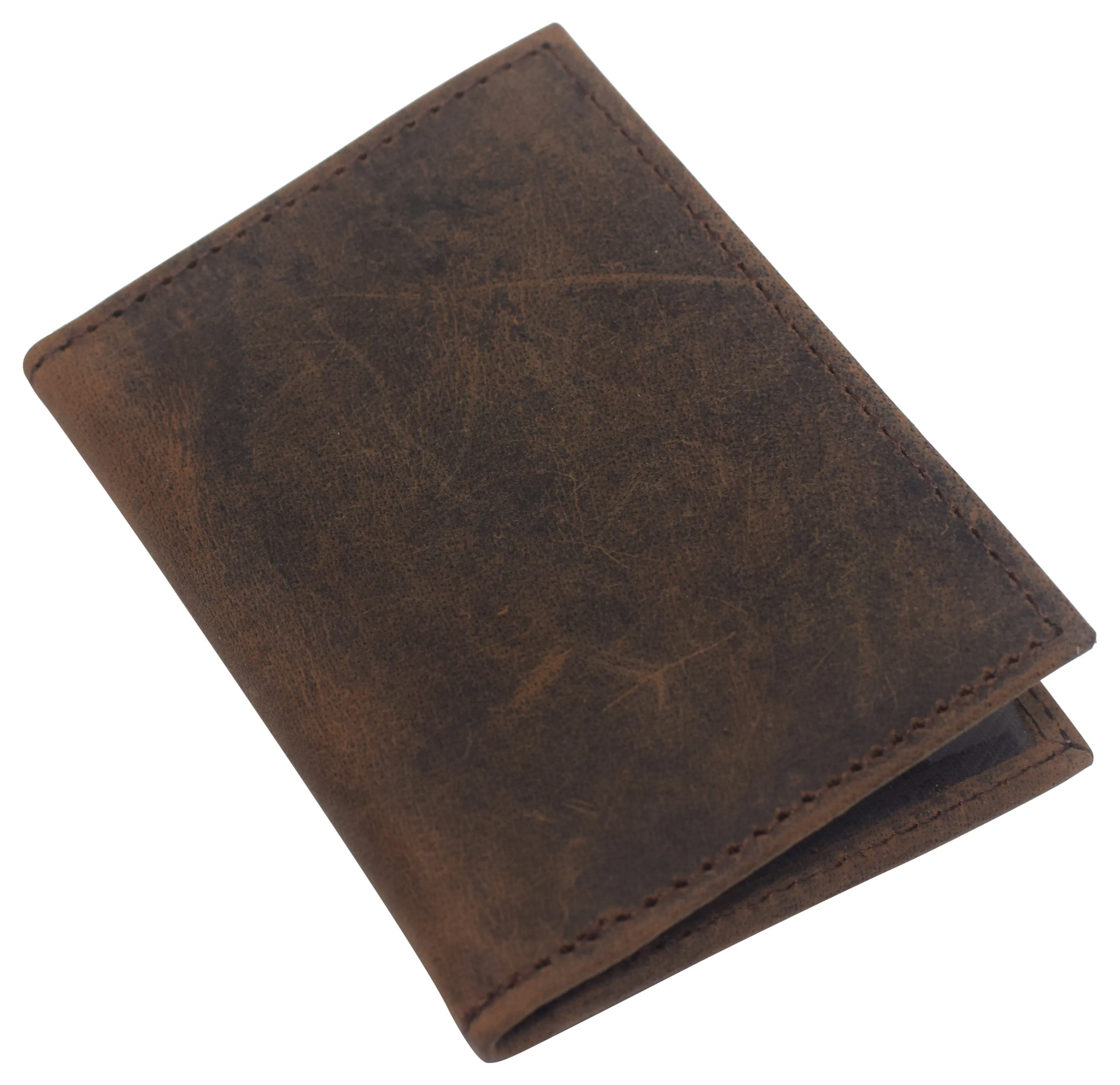 Slim Thin Genuine Leather 2 ID Window Mini Wallet Holder Bifold Driver's License Safe