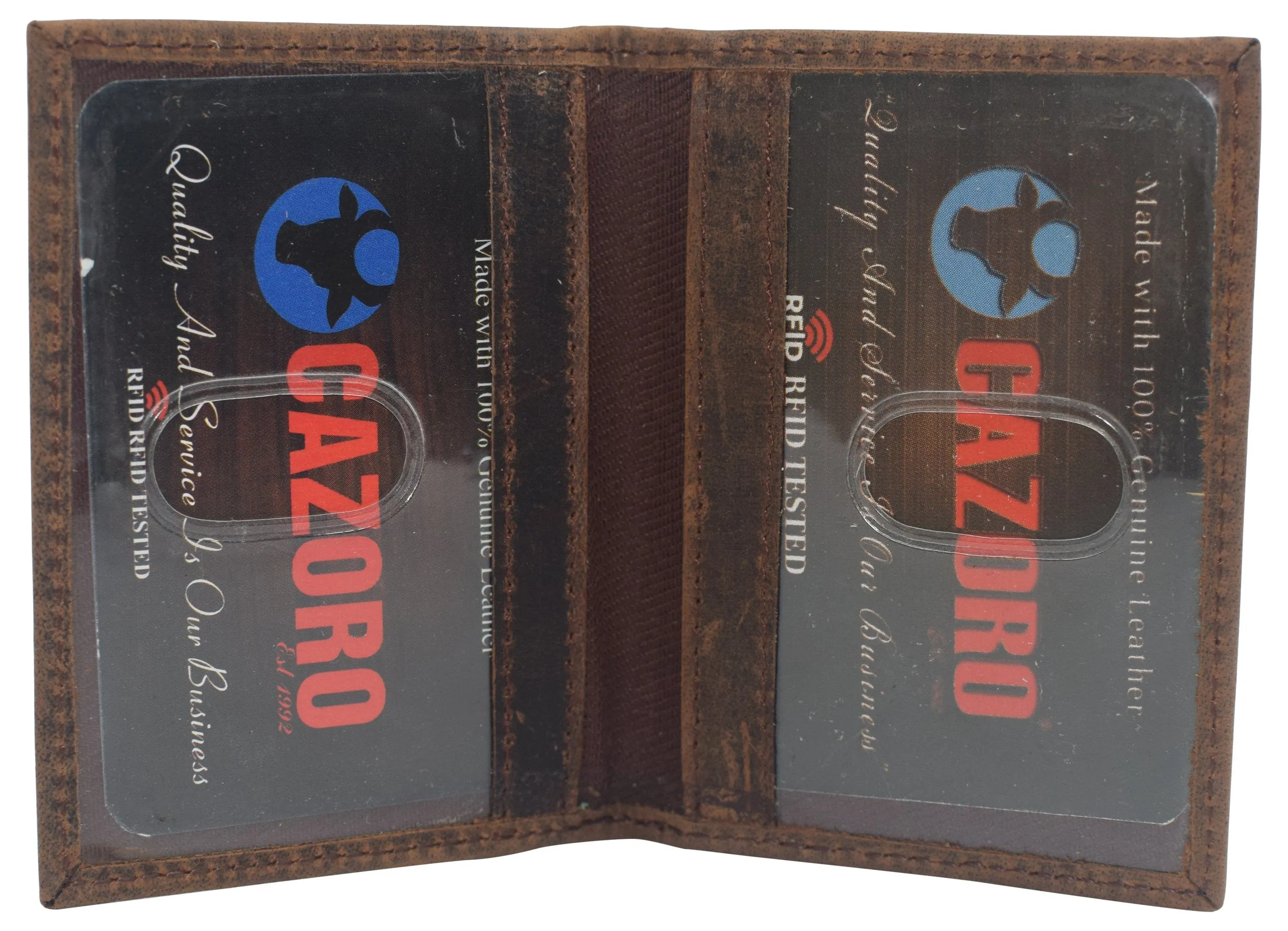 Slim Thin Genuine Leather 2 ID Window Mini Wallet Holder Bifold Driver's License Safe
