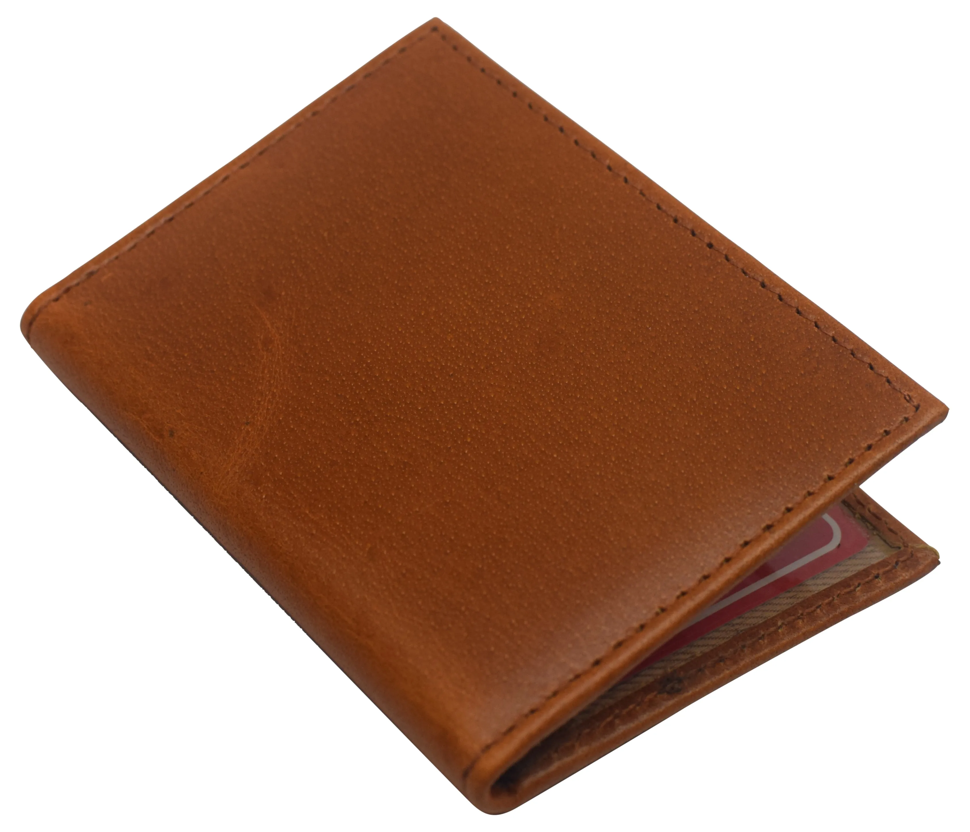 Slim Thin Genuine Leather 2 ID Window Mini Wallet Holder Bifold Driver's License Safe