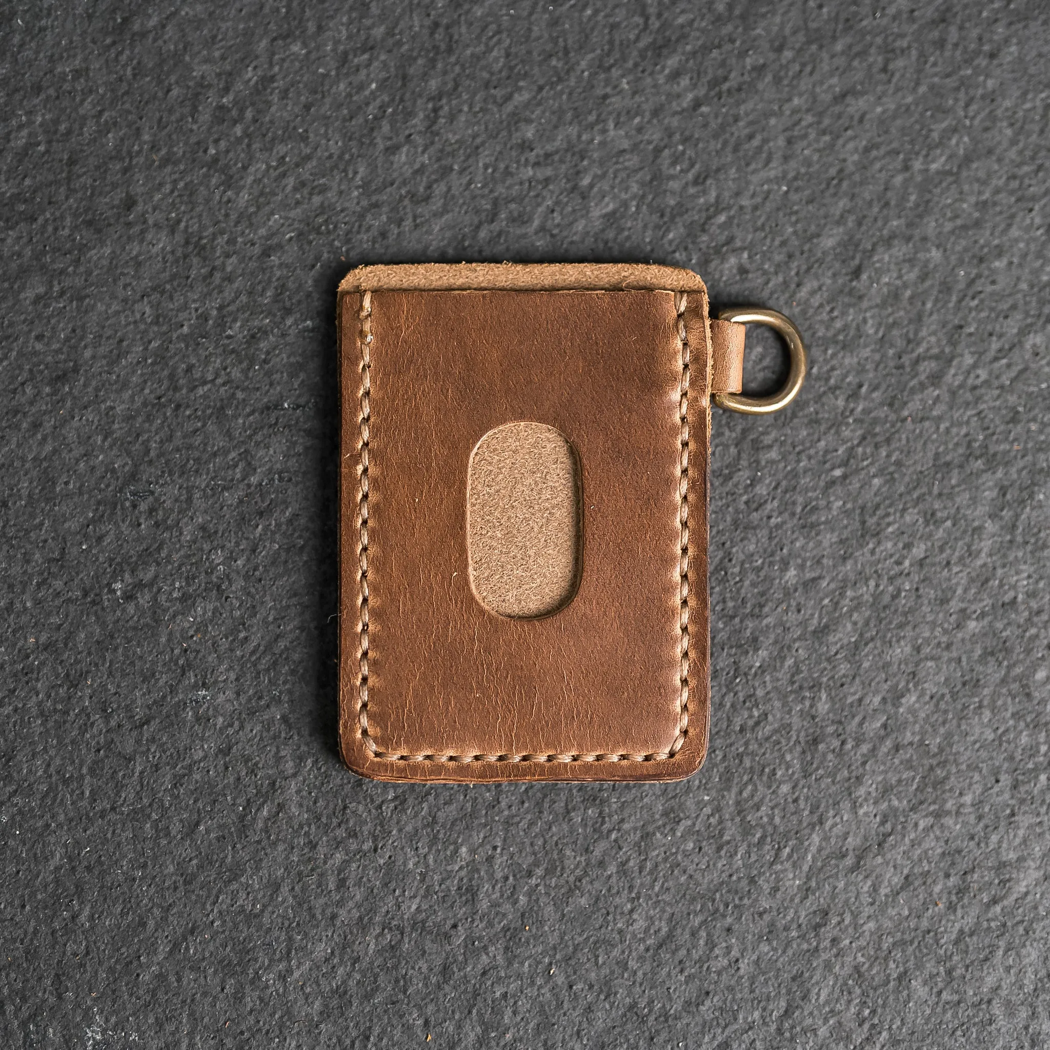 Two Pocket Wallet with D-Ring and Optional Wristlet - Personalized Leather Wallet
