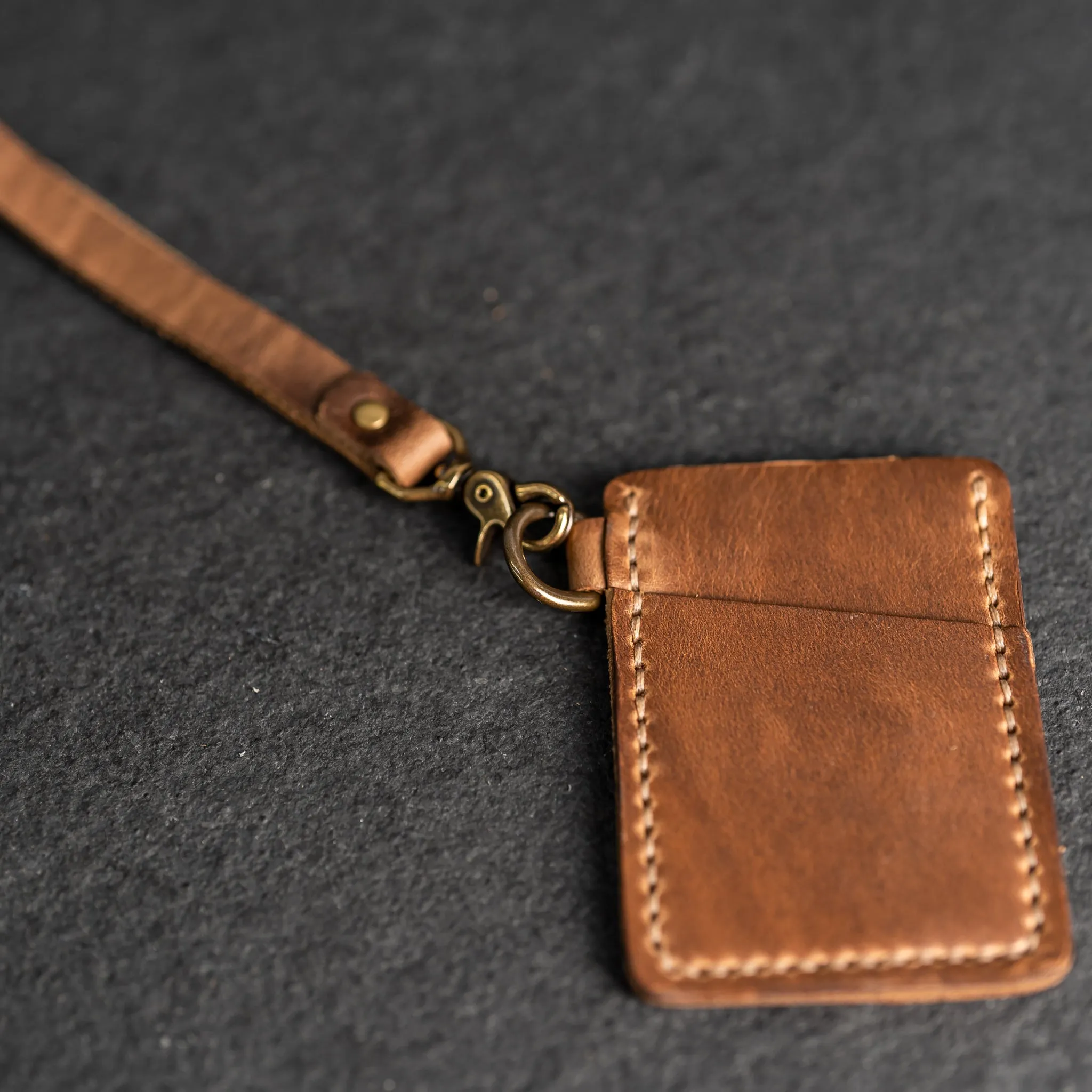 Two Pocket Wallet with D-Ring and Optional Wristlet - Personalized Leather Wallet