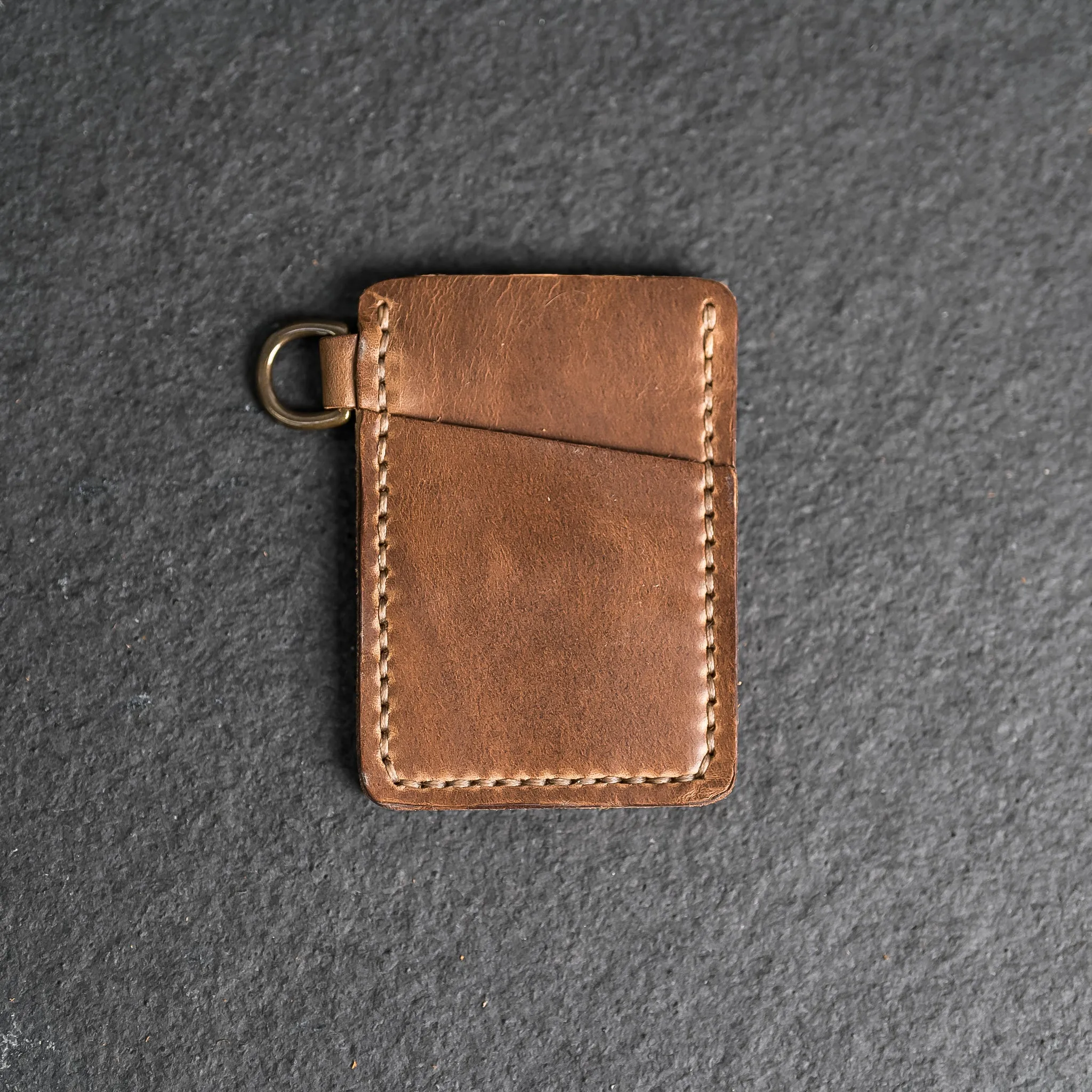 Two Pocket Wallet with D-Ring and Optional Wristlet - Personalized Leather Wallet