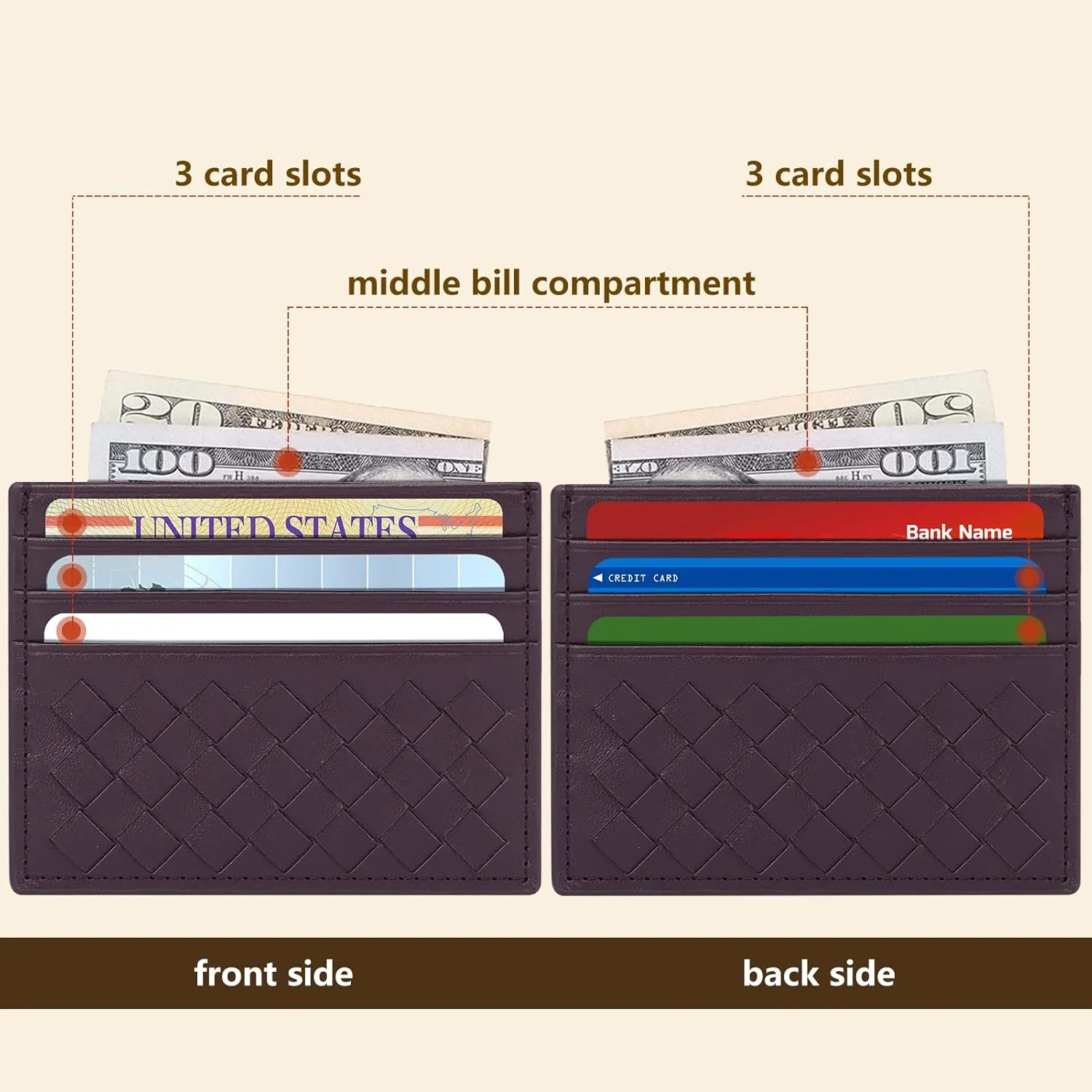 Unaone Slim Minimalist Wallet - Credit Card Holder, Leather Front Pocket Wallet Card Case for Men & Women, Purple
