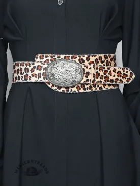Vintage Western Cowboy Style Leopard Texture Imitation Belt