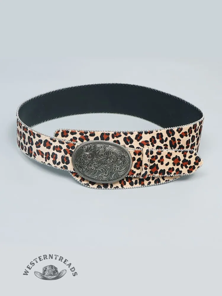 Vintage Western Cowboy Style Leopard Texture Imitation Belt