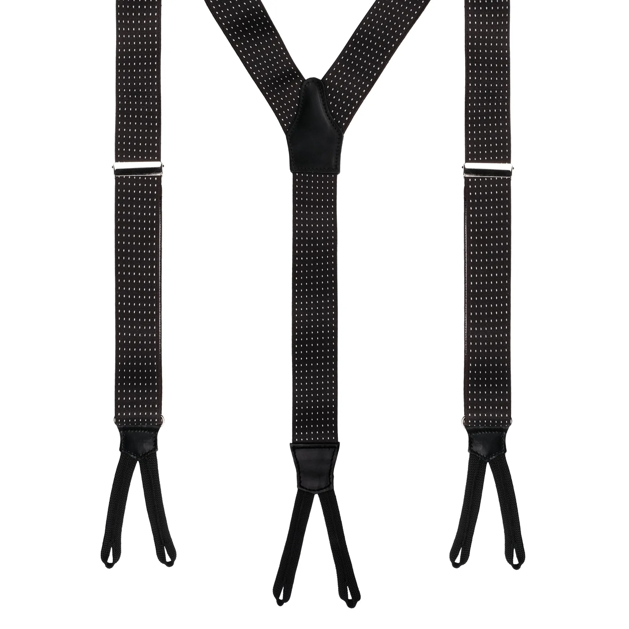 Viola Milano Classic Width Braces Braid Ends / Polka Dot Black