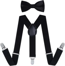 WELROG Kids Suspender Bow Tie Sets - Adjustable Braces With Bowtie Gift Idea for Boys and Girls