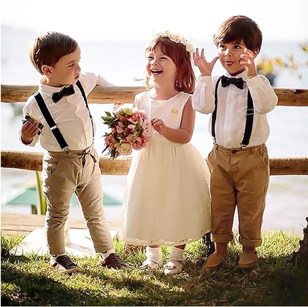 WELROG Kids Suspender Bow Tie Sets - Adjustable Braces With Bowtie Gift Idea for Boys and Girls