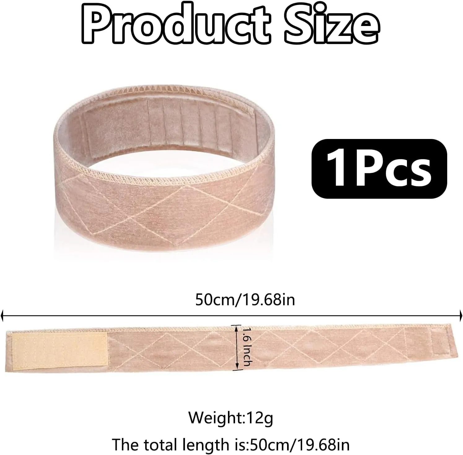 Wig Grip Band Velvet Headband Scarf Head Hair Band Extra Hold Wig Adjustable Fastern,Stretch Cotton headband (NUDE)